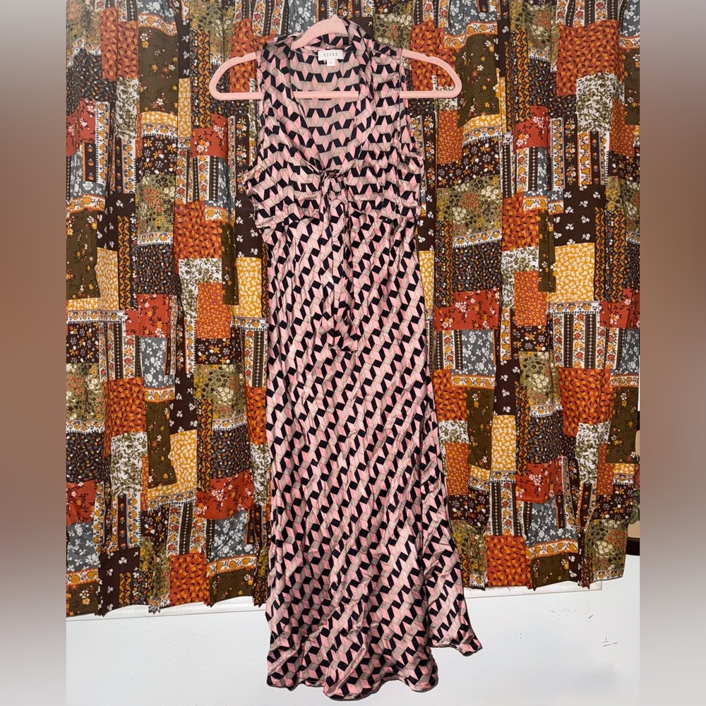 Y2K Geometric Pink Black Sleeveless Dress